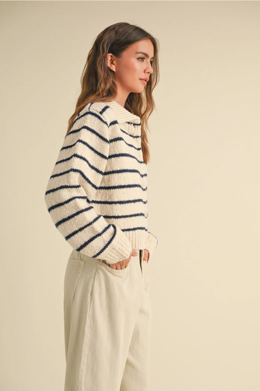 Buttondown Striped Knitted Cardigan