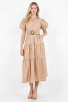 Belted Puff Sleeve Shirt Dress