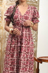 Burgundy Color Block Floral Maxi Dress