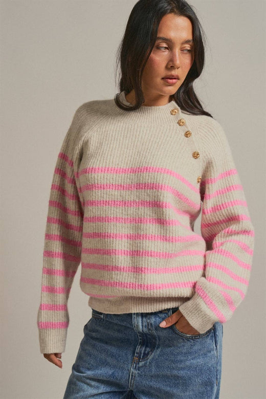 Striped Mock Neck Sweater