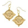 Gold Intaglio Race Horse Earrings