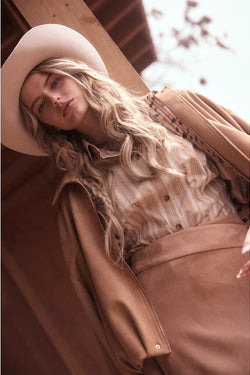 Faux Suede Bubble Hem Jacket