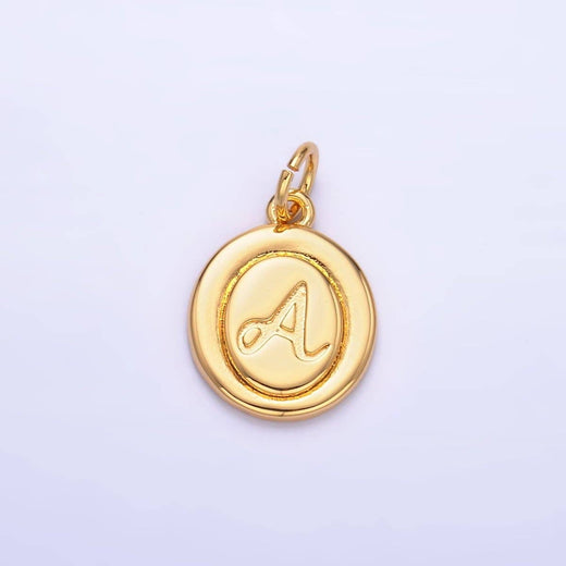 Letter Initial Engraved Stamped Oval Charm
