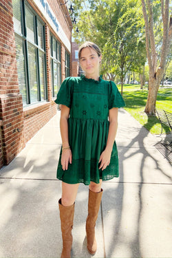 Eyelet Tiered Mini Dress