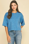 Button Down Short Sleeve Sweater
