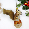 Squirrel & Nut Glass Christmas Ornament