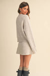 Long Sleeve Sweater Top and Flared Mini Skirt Set