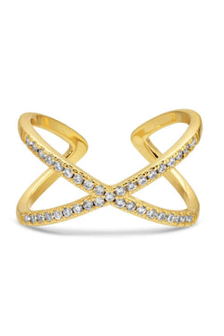 Large Pavé Criss Cross Adjustable Ring