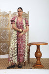 Burgundy Color Block Floral Maxi Dress