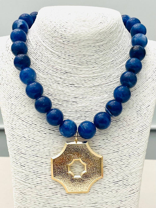 Quatrefoil Pendant on Beaded Necklace