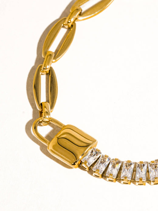 Benson 18K Gold Rhinestone Chain Bracelet