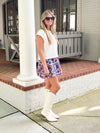 Royal Floral  Panel Mini Skirt
