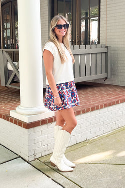 Royal Floral  Panel Mini Skirt