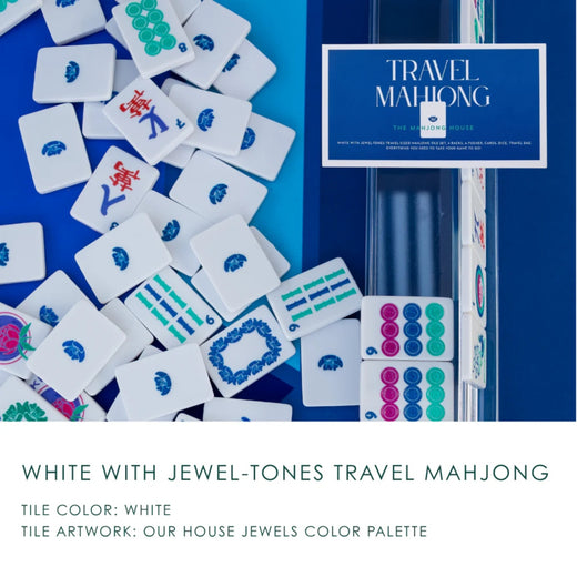 White with Jewel-Tones Travel Mahjong Set