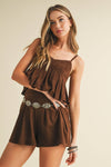 Suede Sleeveless Top and Skort Set