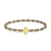 4mm Crystal Stretch Bracelet with Single Cross