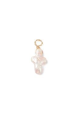 Gold Keshi Pearl Cross Charm