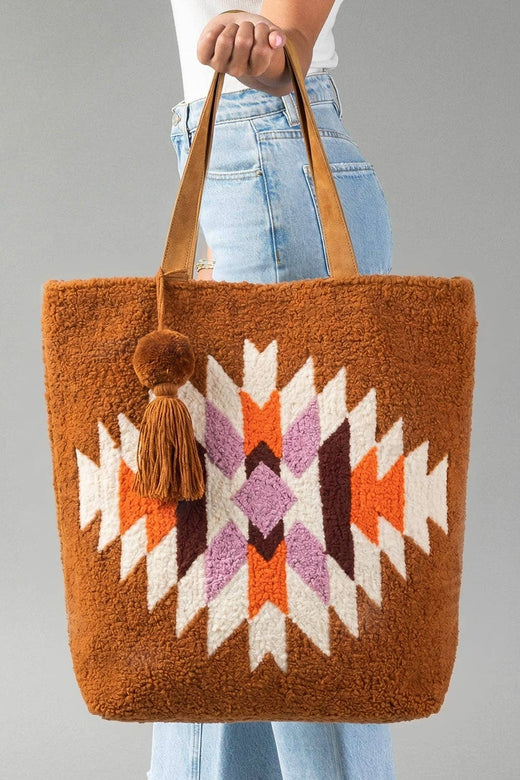 Orange, Cream & Pink Western Tote