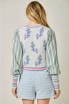Floral Sweater Bomber Jacket