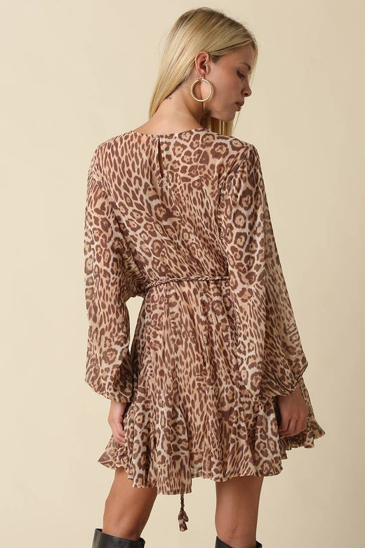 Dani Leopard Long Sleeve Mini Dress
