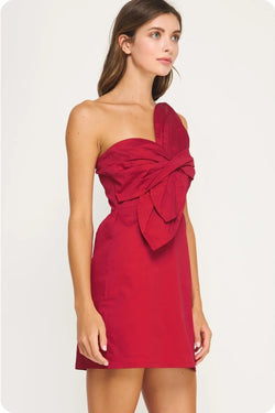 Knotted Flower Bow Mini Dress