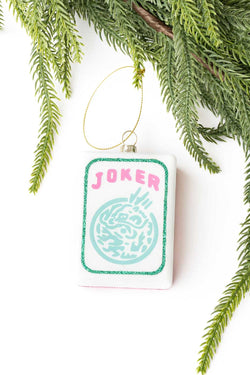 Large Mahjong Joker Tile Glass Christmas Ornament