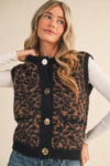 Leopard Knit Sweater Vest