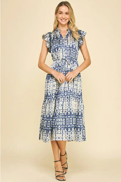 Print Tiered Midi Dress