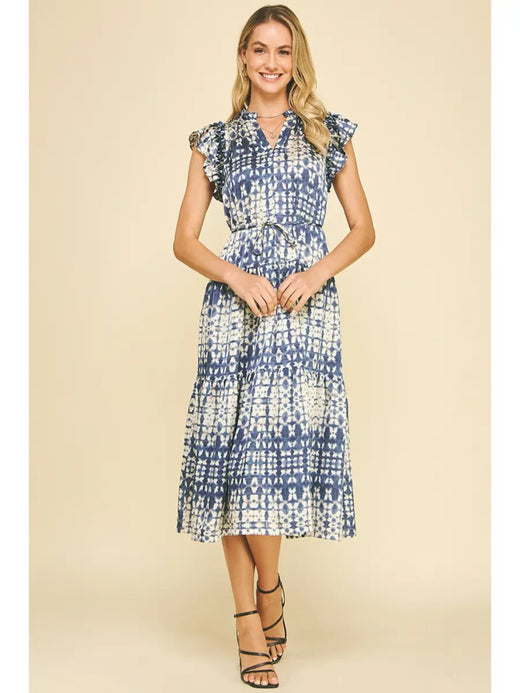 Print Tiered Midi Dress