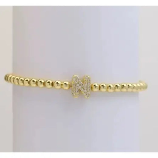 Gold Beaded Initial Bracelets
