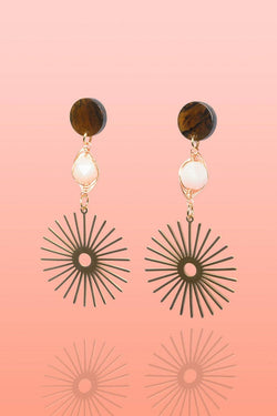 Isela Brown + Pink Jade Sun Burst Earrings