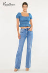 High Rise Wide Flare Leg Blue Jean