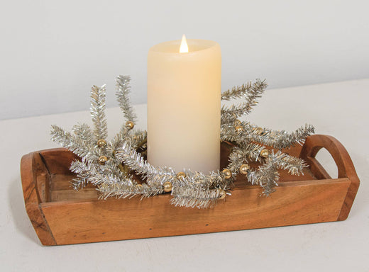 Platinum Bristle Pine & Golden Ball Candle Ring - 4.5