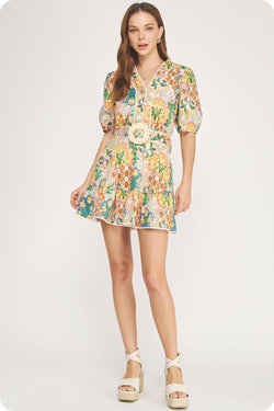 Garden Party Belted Mini Dress