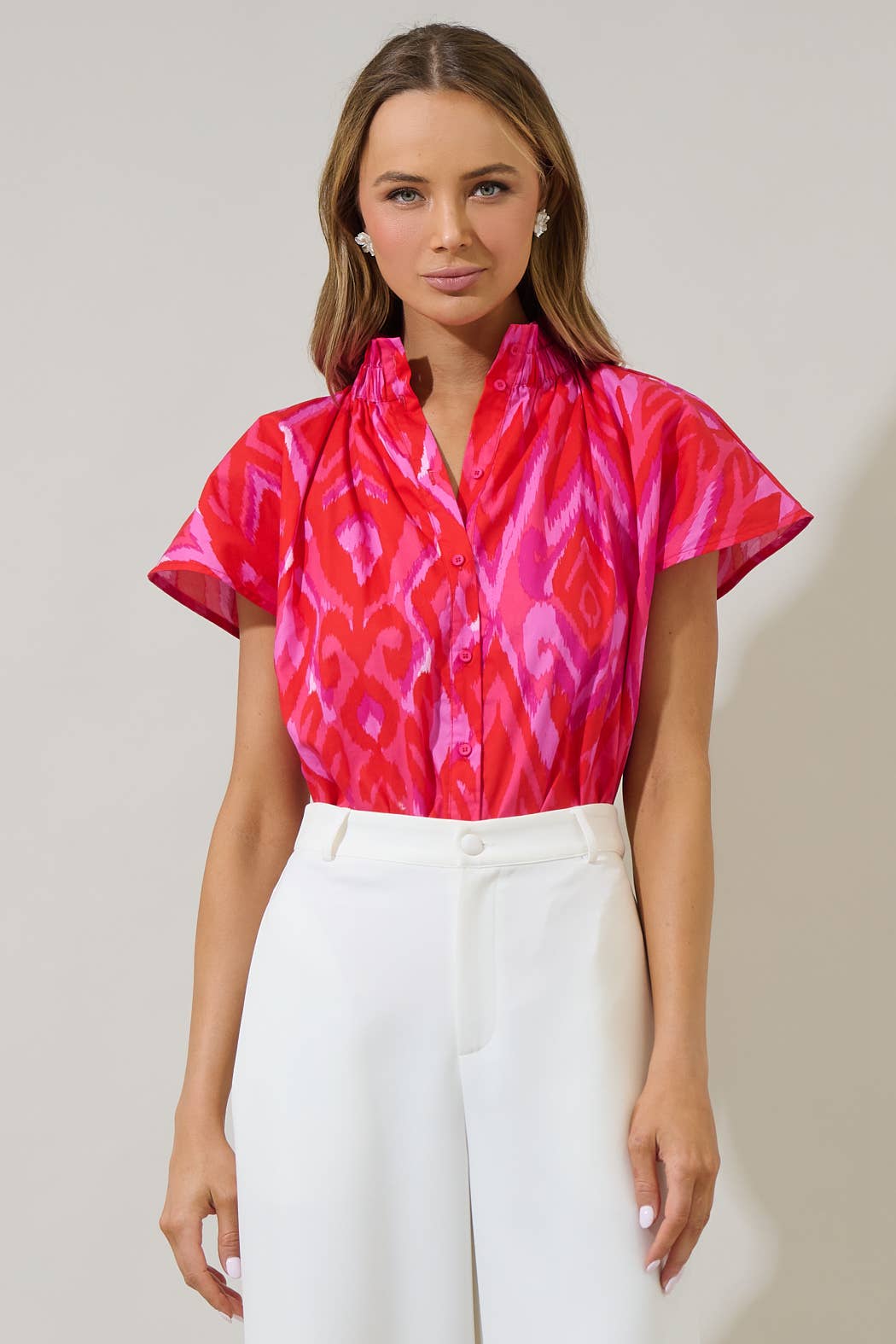 Blevin Ikat Patma Mock Neck Top