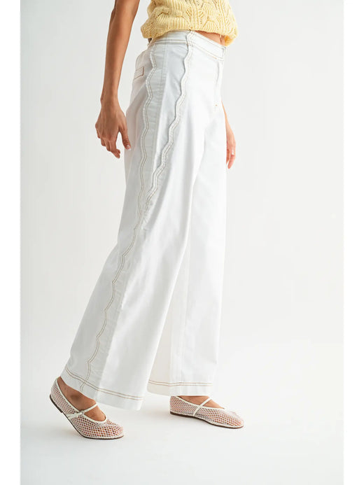 Wide Leg Side Scallop Jeans