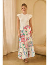 Printed Tiered Midi Skirt