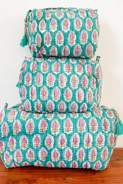 Quilted Block Print Pouch