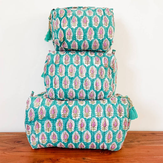 Quilted Block Print Pouch