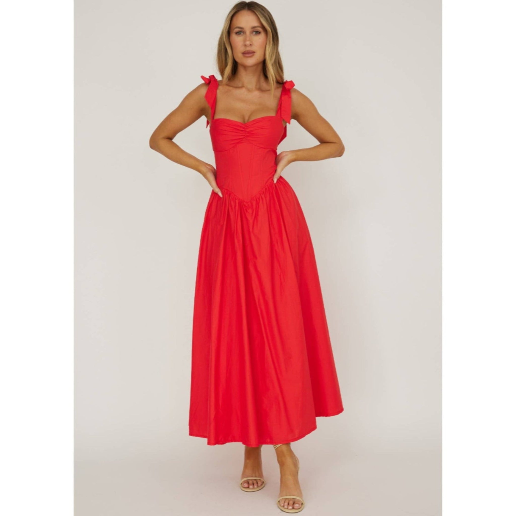 Red Corset Midi Dress