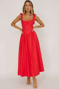 Red Corset Midi Dress