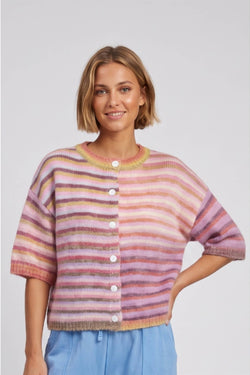 Rainbow Stripe Button Cardigan