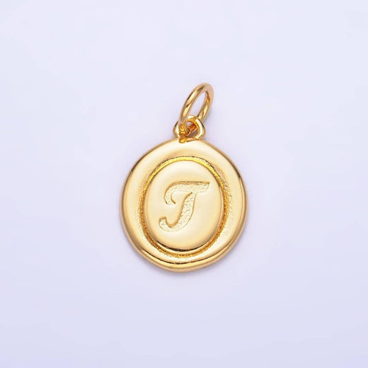 Letter Initial Engraved Stamped Oval Charm