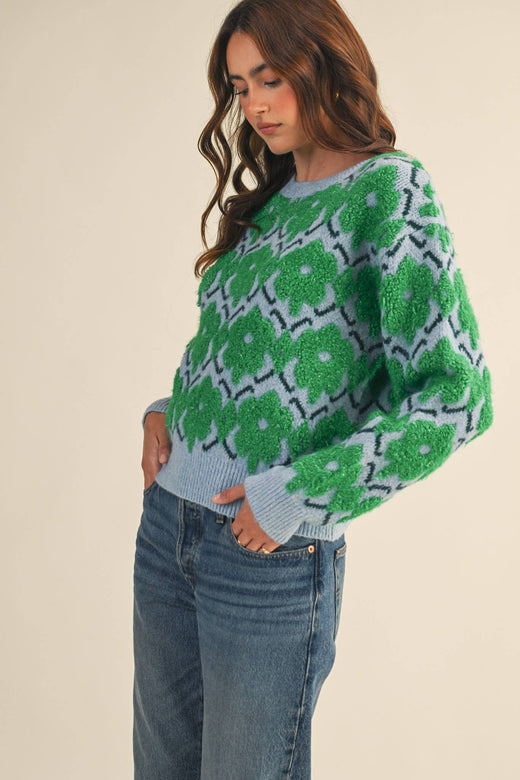 Fuzzy Floral Sweater