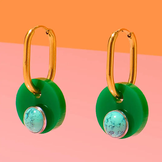 Deco Glam Medallion Oval Hoops