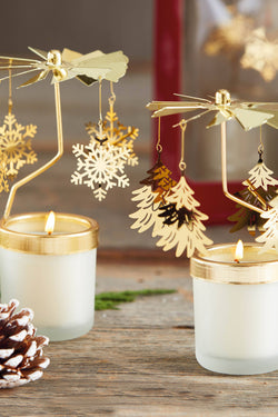 Christmas Snowcap Angel Carousel Candle Set Of 2