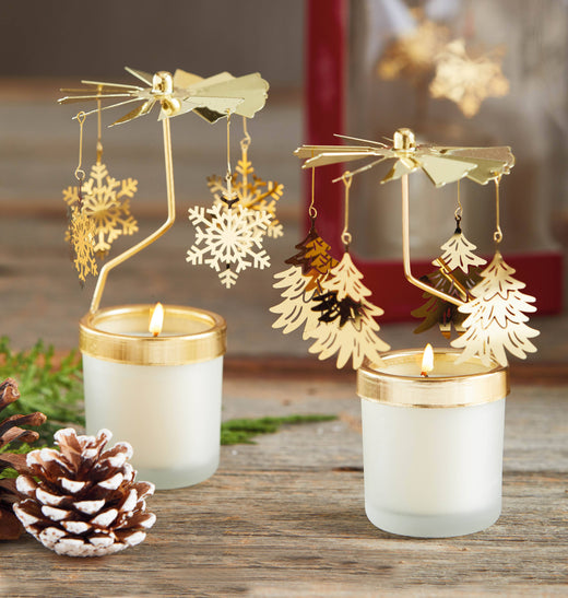 Christmas Winter Pine Tree Carousel Candle