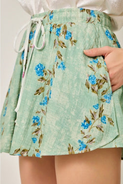 Floral Print Pull-On Shorts