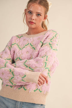 Fuzzy Floral Sweater