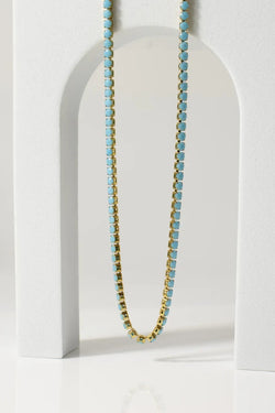 Turquoise Rhinestone Tennis Chain Necklace